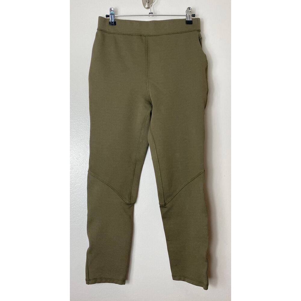 SOMETHING NAVY PANTS M PONTE TROUSERS OLIVE KHAKI ARMY GREEN HIGH WAIST LEGGINGS